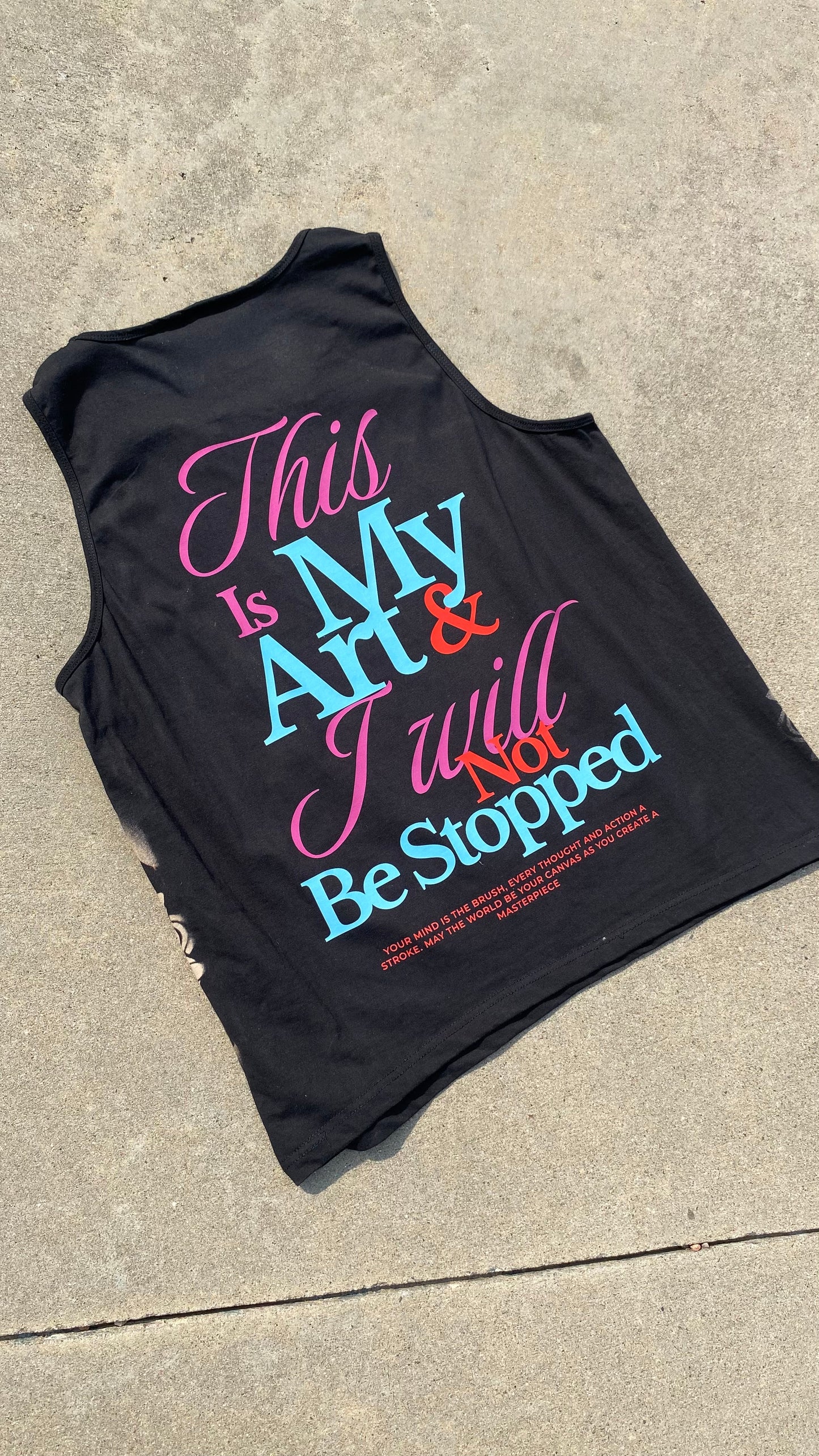 Art tanks (pink, blue, red)