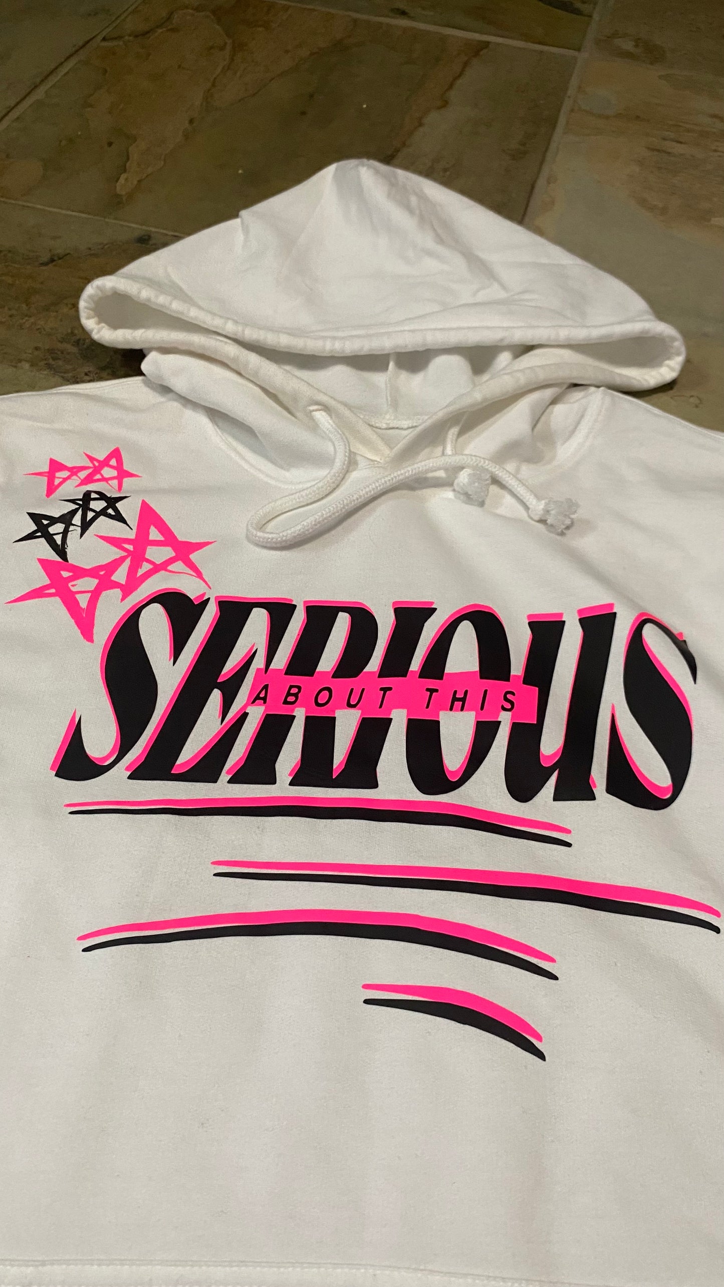 SERIOUS lightweight hoodie (pink,black,white )