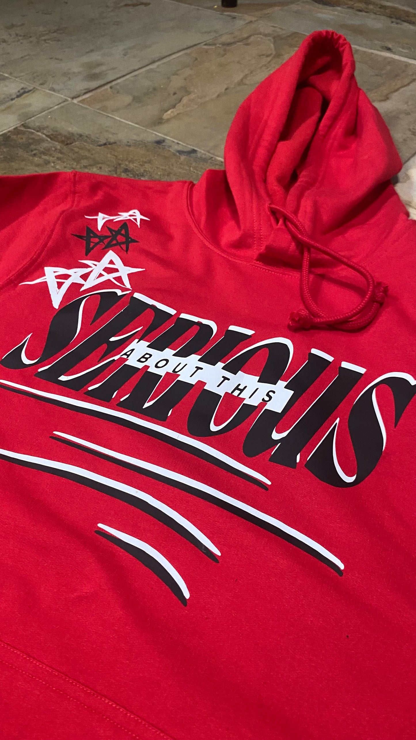 SERIOUS lightweight hoodie (red,white,black)