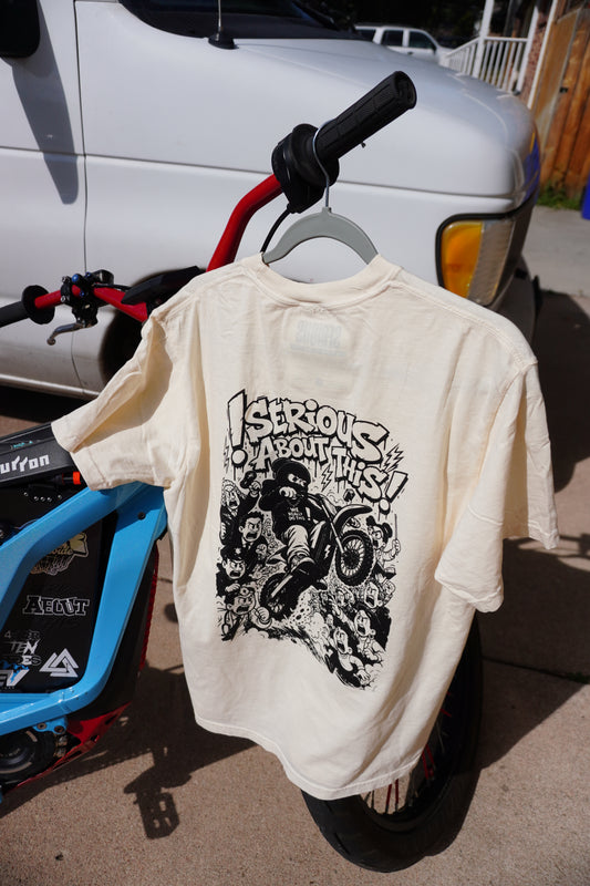 “Riding Regardless” tan and black t shirt