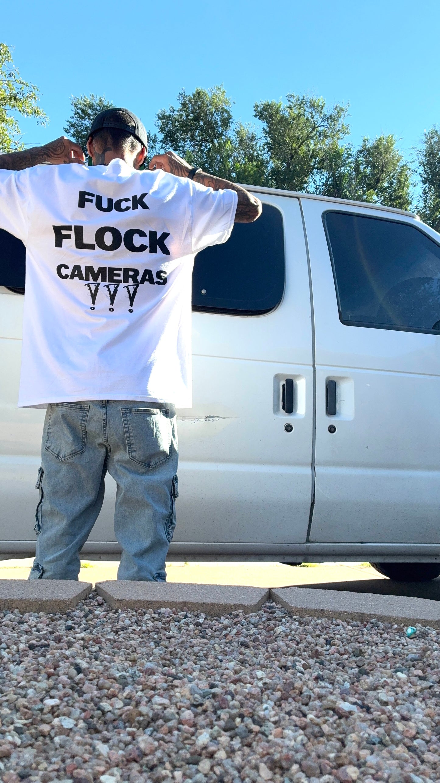 “CAMERAS” - white t shirt
