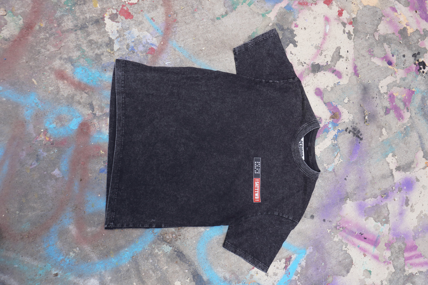 “Never Give Up”  acid washed t shirt