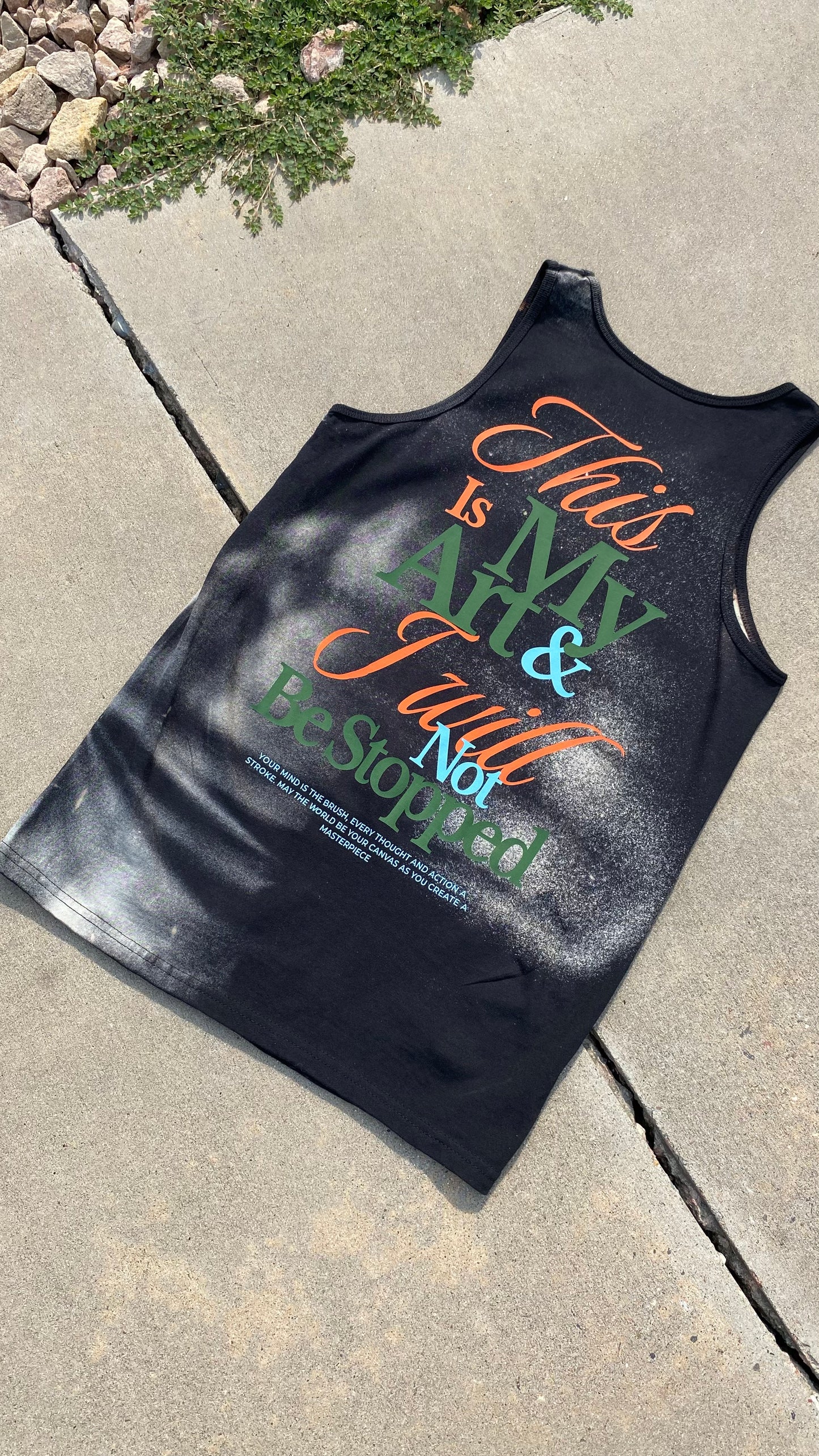 Art tanks (orange, green, blue)